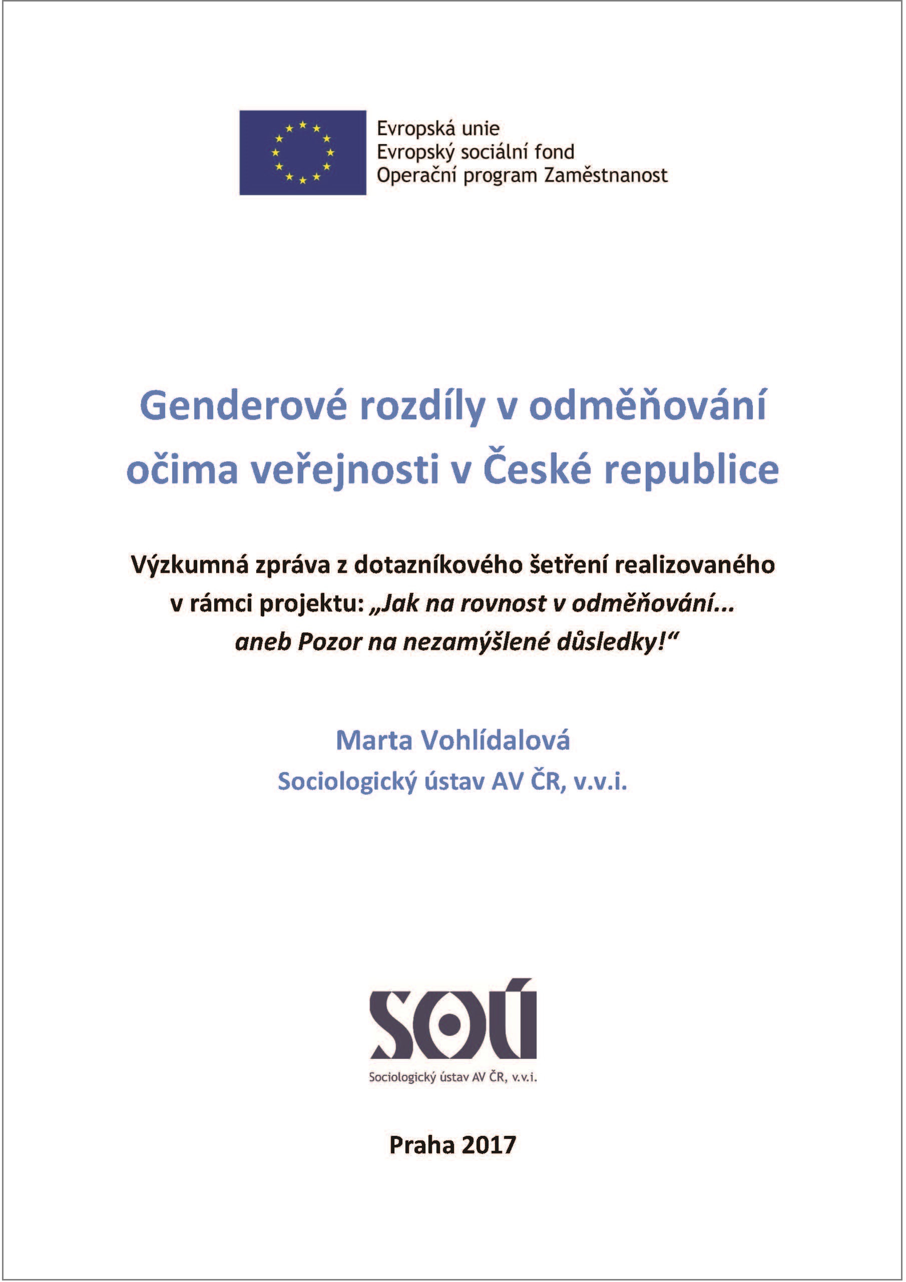 Genderové rozdíly v odměňování očima veřejnosti v České republice