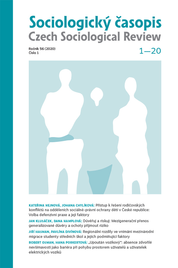 Přístup k řešení rodičovských konfliktů na odděleních sociálně-právní ochrany dětí v České republice: Volba defenzivní praxe a její faktory