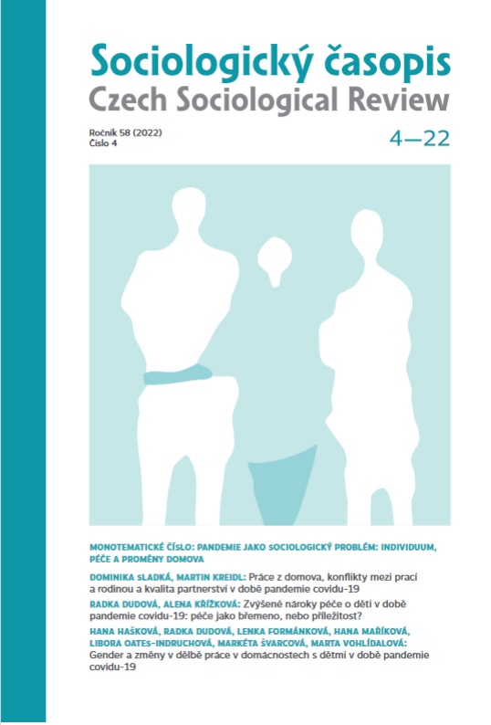 Gender a změny v dělbě práce v domácnostech s dětmi v době pandemie covidu-19