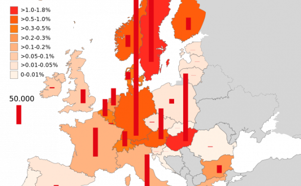 Asylum applicants in Europe between 1 January and 31 December 2015