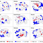 Figure 8. Maps of spatial clustering for selected immigrant groups in Prague.