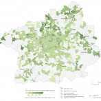 Figure 4.6: Gross migration rate of immigrants in city parts of Prague and municipalities of the Central Bohemian Region, average 2005–2018.